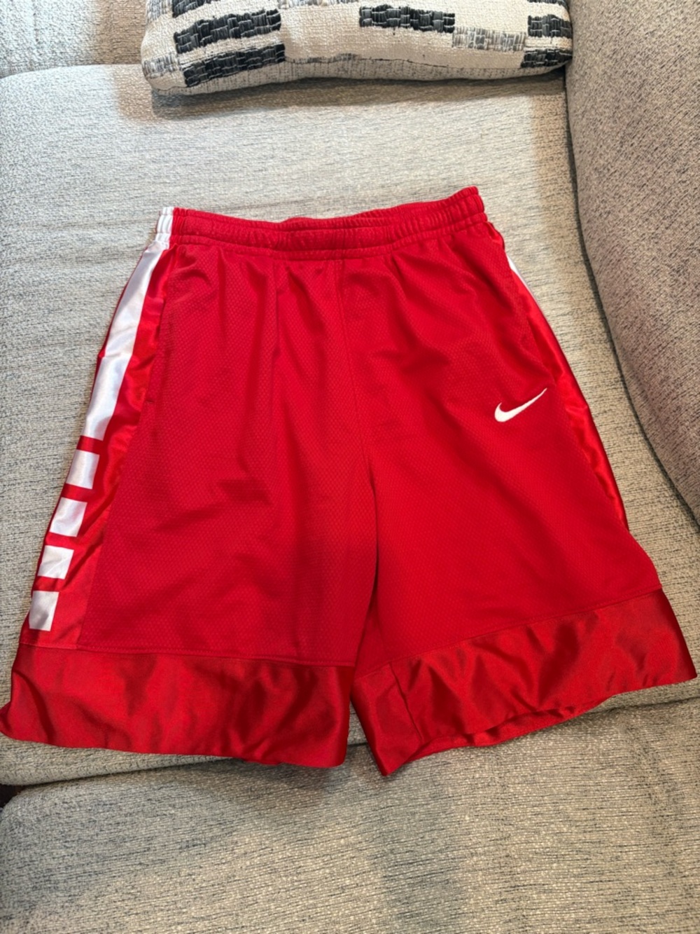 Nike Red Boys' Mesh Athletic Shorts with White Swoosh